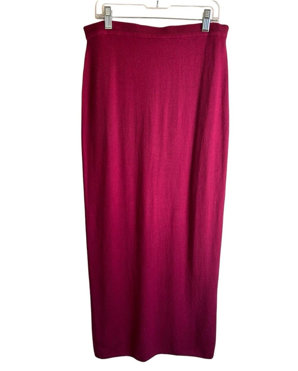 Vintage Spiegel Silk Cashmere Blend Knit Maxi Skirt Berry Pink Slit Small